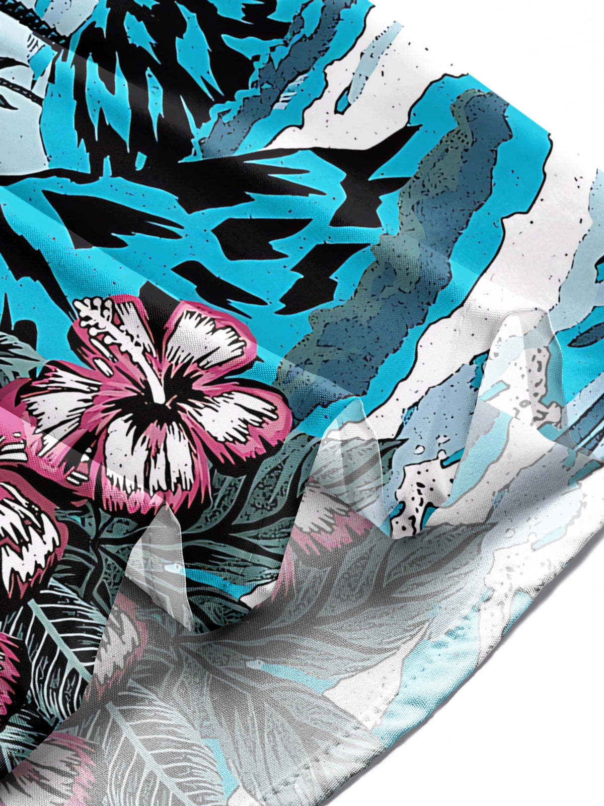 Hawaiian Palm Tree Flower Print Men's Pocket Short Sleeve Shirts