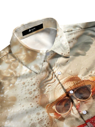 Men's tropical mouse print half sleeve shirt side view
