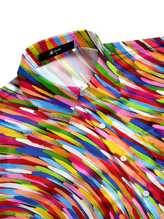 Men's gradient abstract art print half sleeve shirt side view