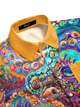 men's ocean pattern shirt side view
