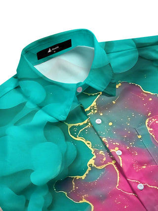 men's art print shirt side view