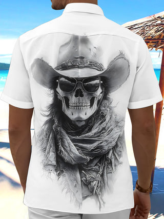 men's skeleton pattern shirt back view