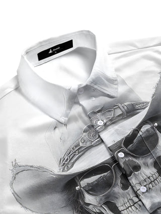 men's gothic print shirt side view