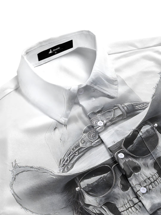 men's gothic print shirt side view