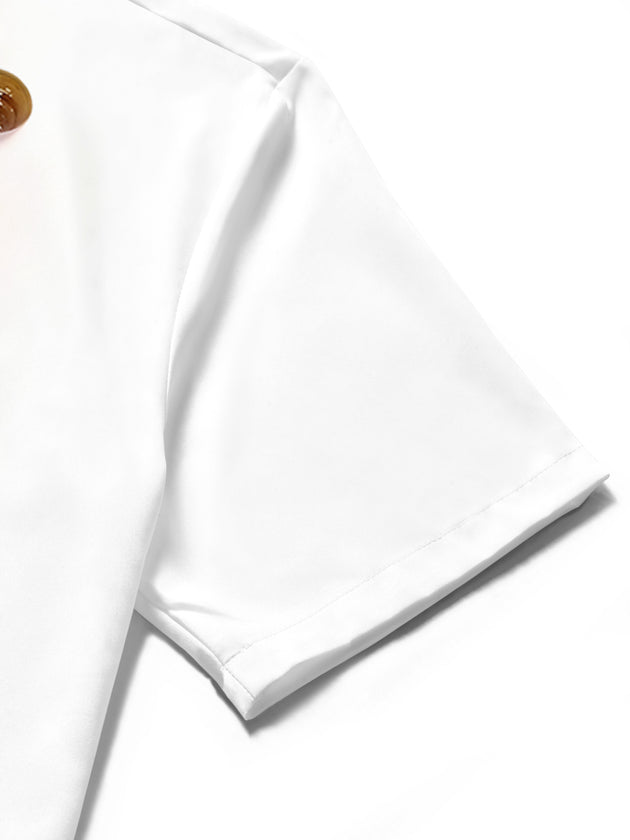 men's fish print shirt close-up short sleeve