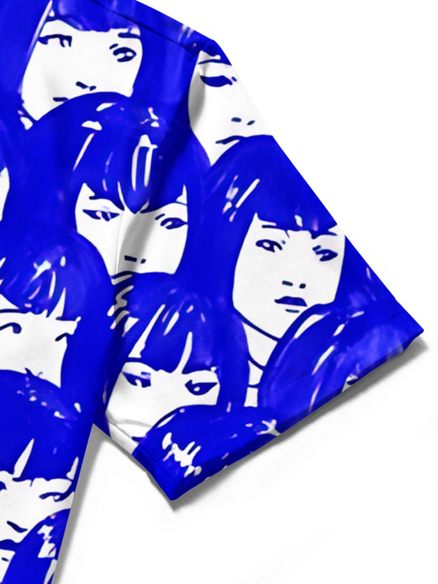 men's art print shirt close-up short sleeve