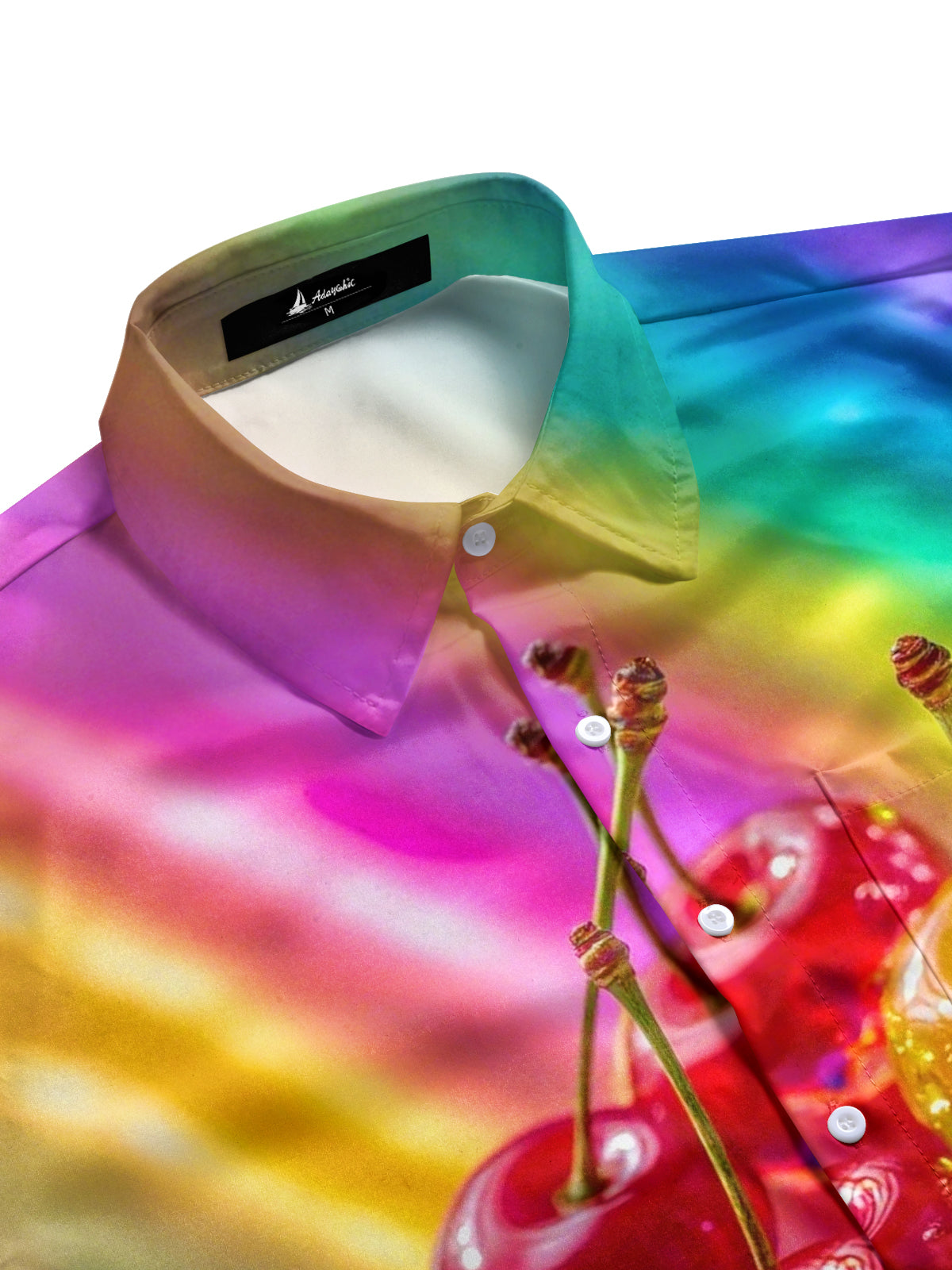 Cherry Print Men's Pocket Short Sleeve Shirts