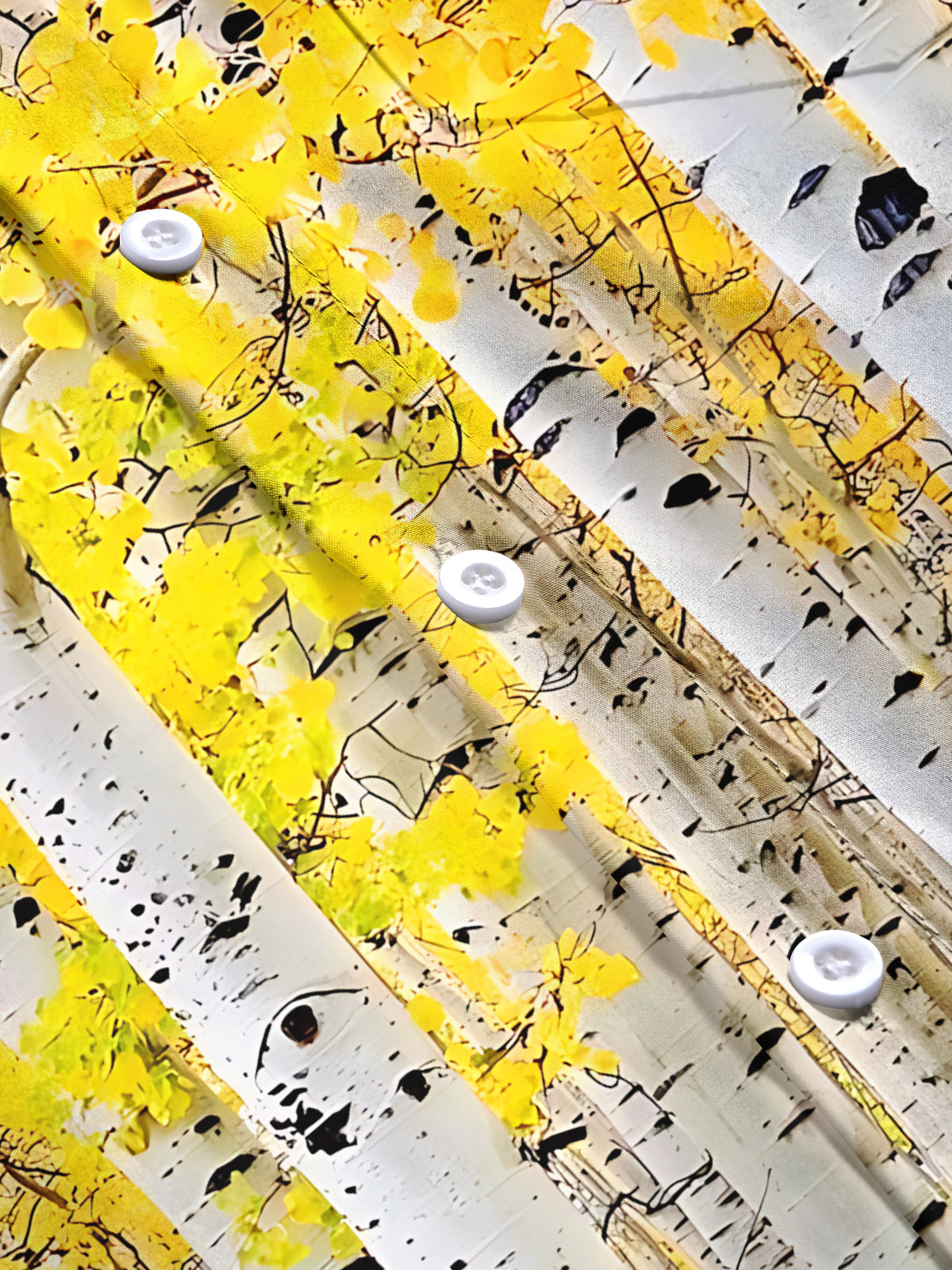 White Poplar Print Men's Pocket Short Sleeve Shirts