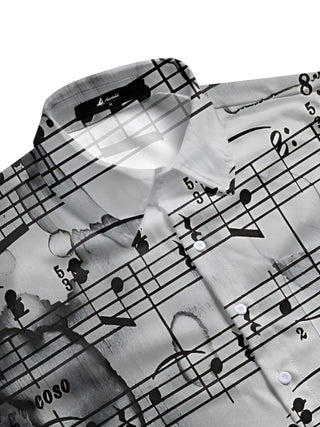 men's guitar print shirt side view