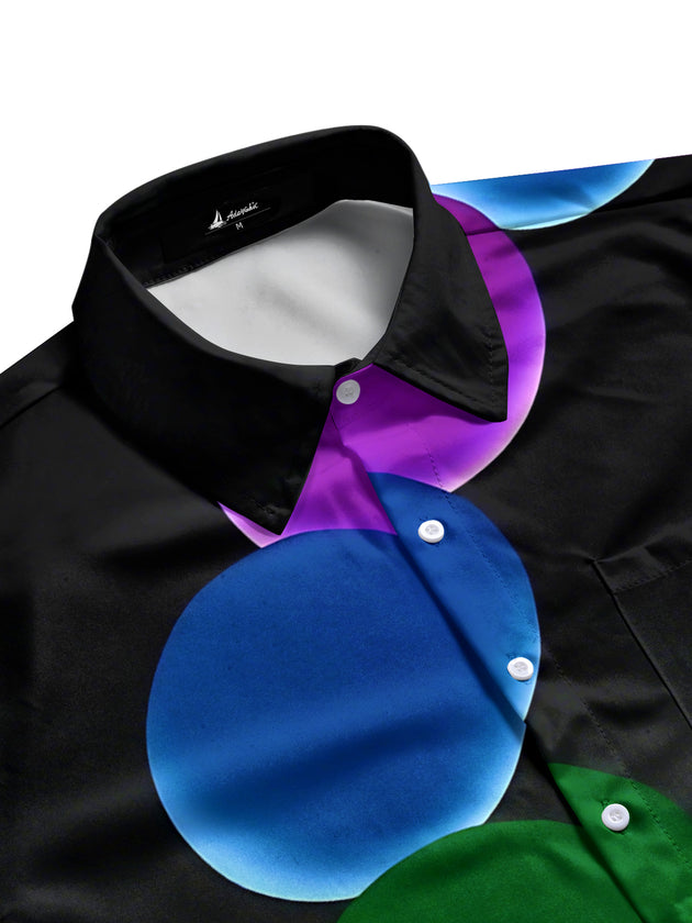 Men's geometric print half sleeve shirt side view