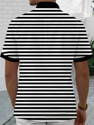 men's clown stripe print short sleeve shirt back view