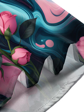Men's floral short sleeve pocket shirt front view lifestyle