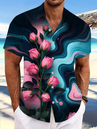 men's floral shirt front view