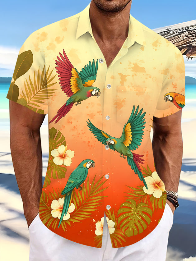 men's Hawaiian shirt front view tropical beach vacation