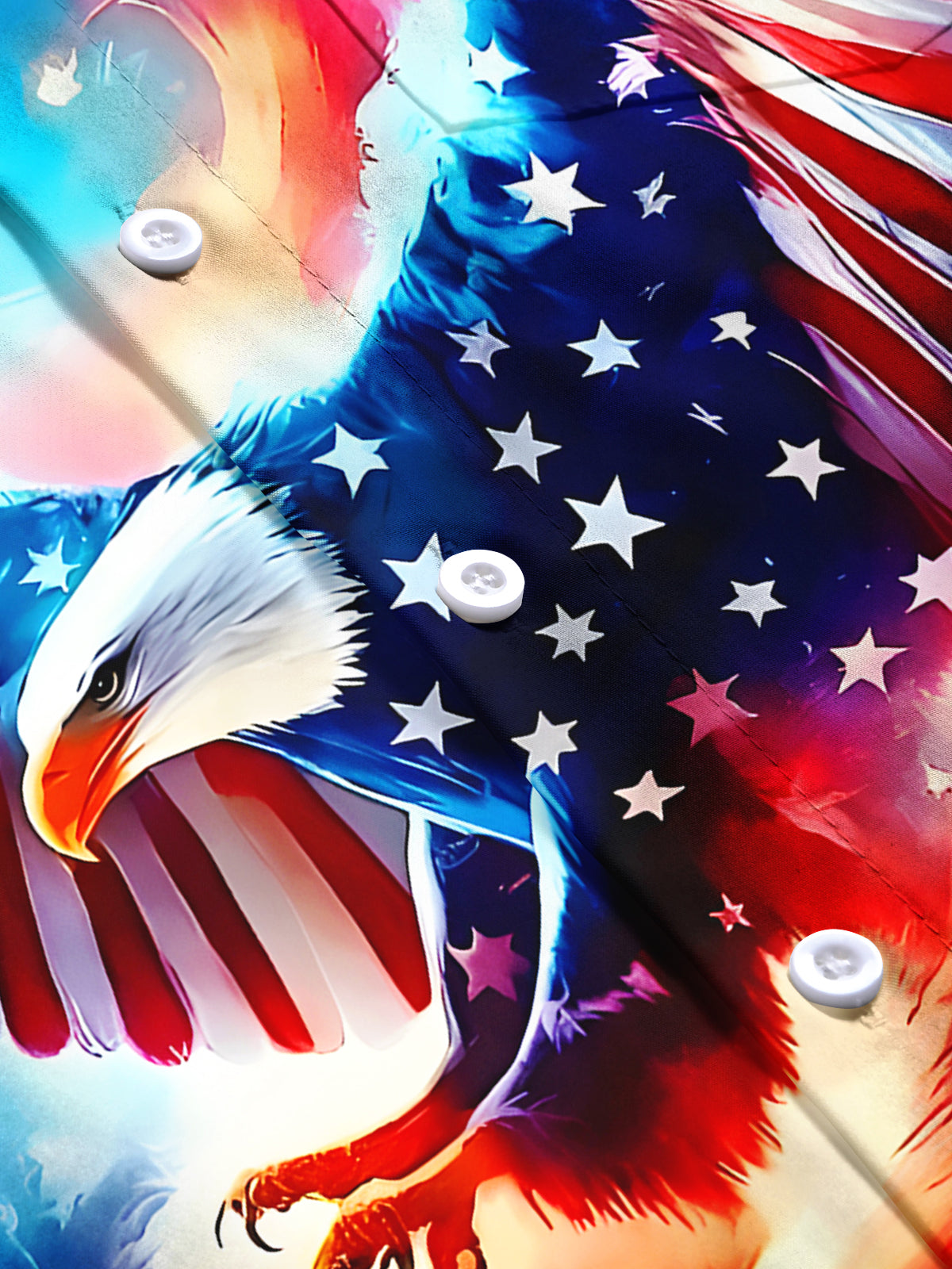 Independence Day American Flag Eagle Men's Pocket Short Sleeve Shirts