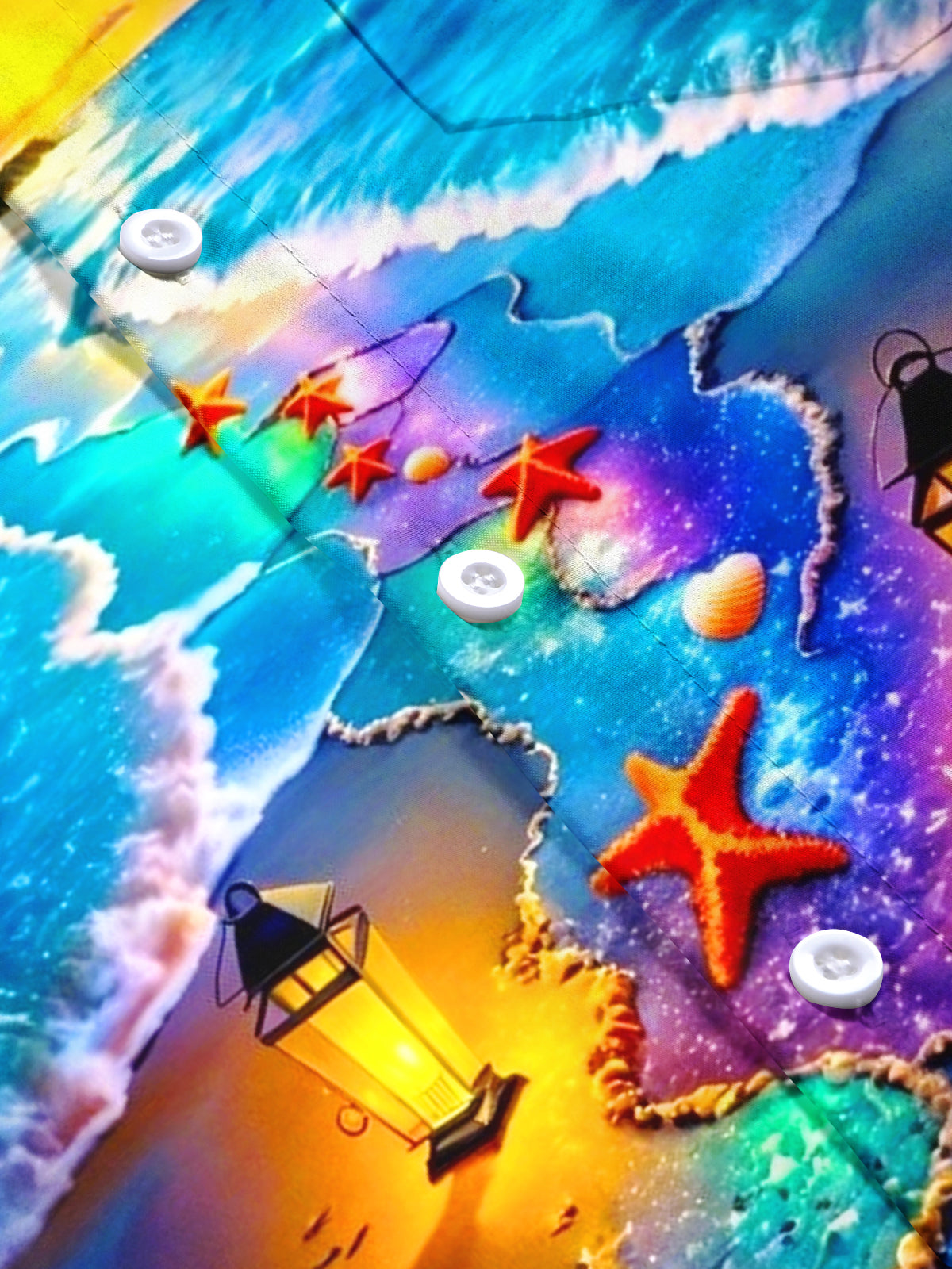 Beach Scenery Print Men's Pocket Short Sleeve Shirts