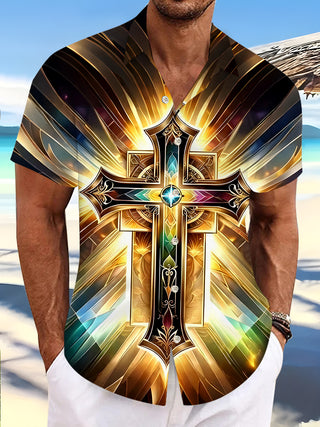 Men's Christianity Cross short sleeve shirt front view