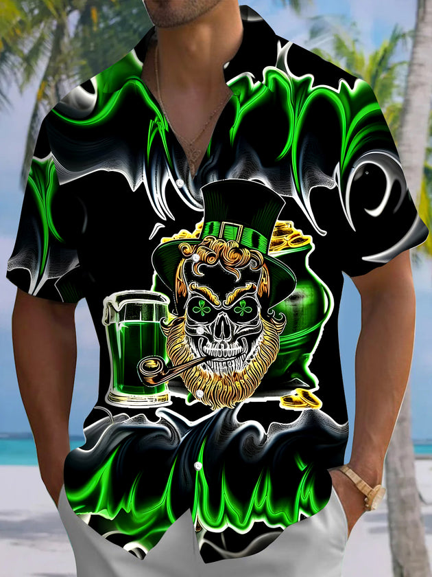 Skull Beer Abstract Men's Pocket Short Sleeve Shirts