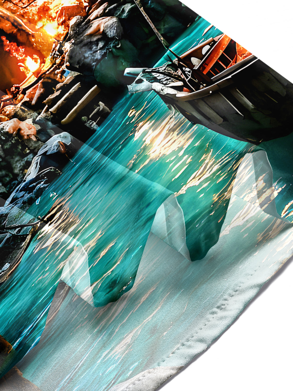 Hawaiian Skull Coconut Tree Men's Pocket Short Sleeve Shirts