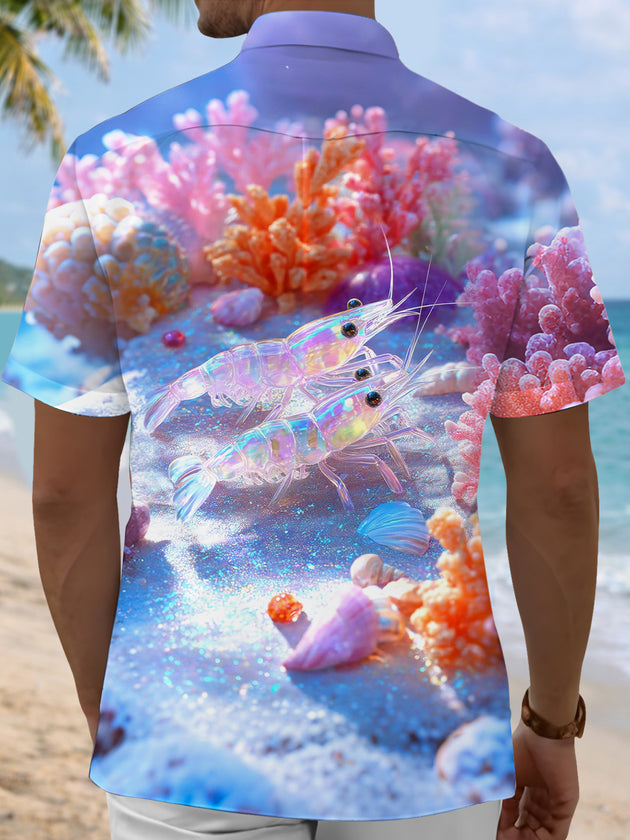 men's wave print shirt back view