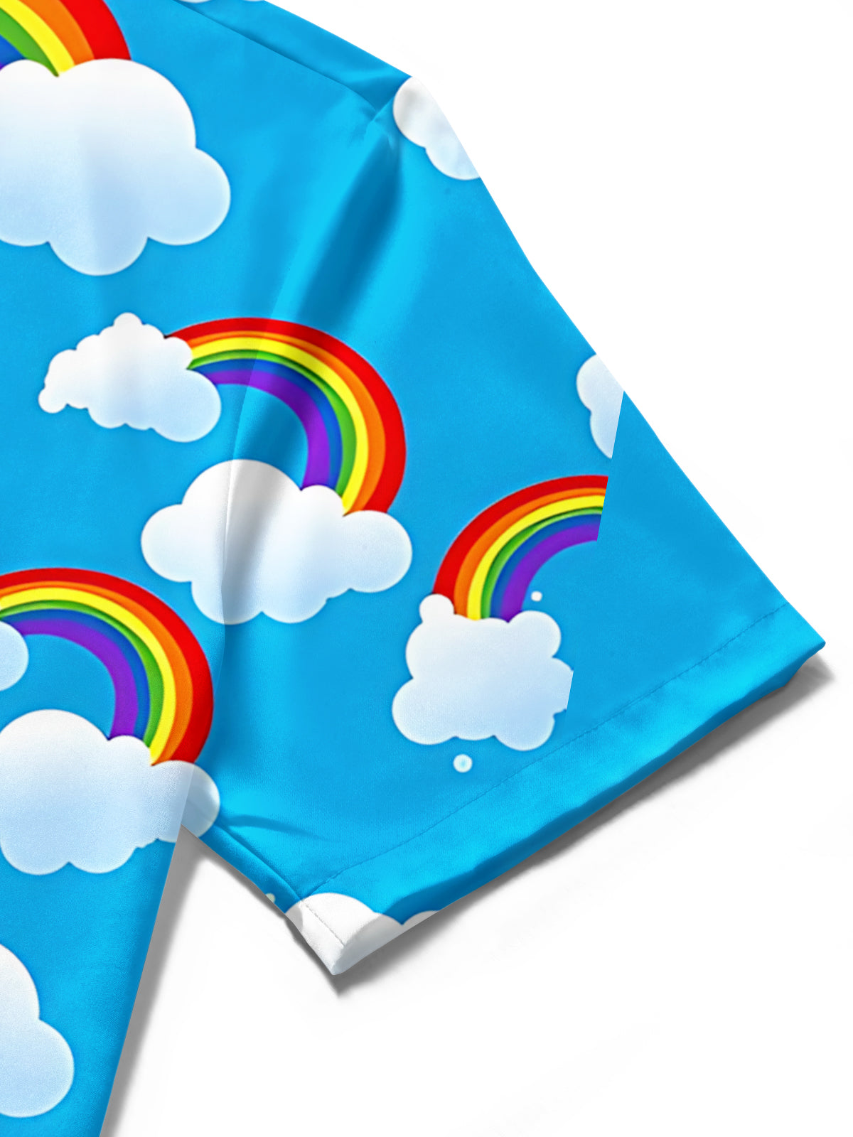 Rainbow Cloud Print Men's Pocket Short Sleeve Shirts