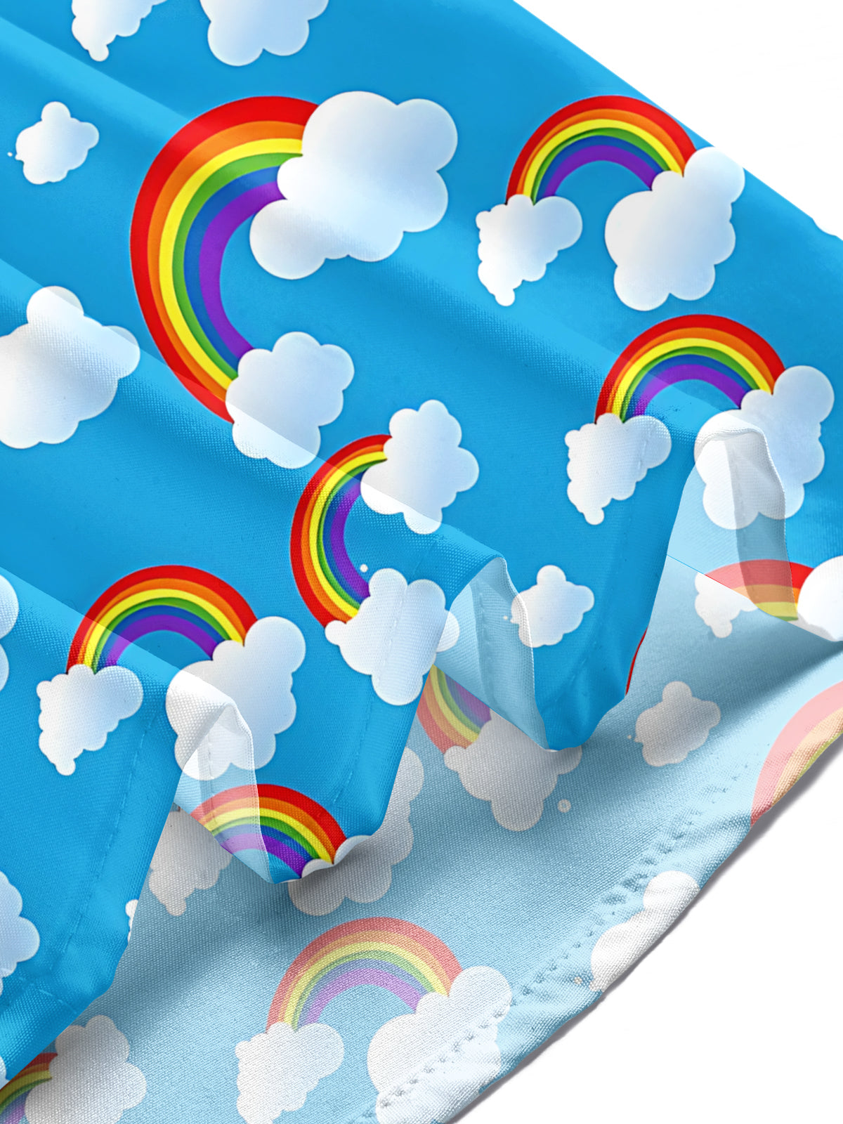 Rainbow Cloud Print Men's Pocket Short Sleeve Shirts