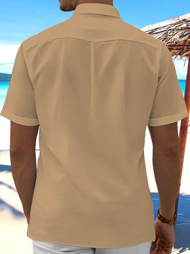 men's tropical fruit print shirt back view