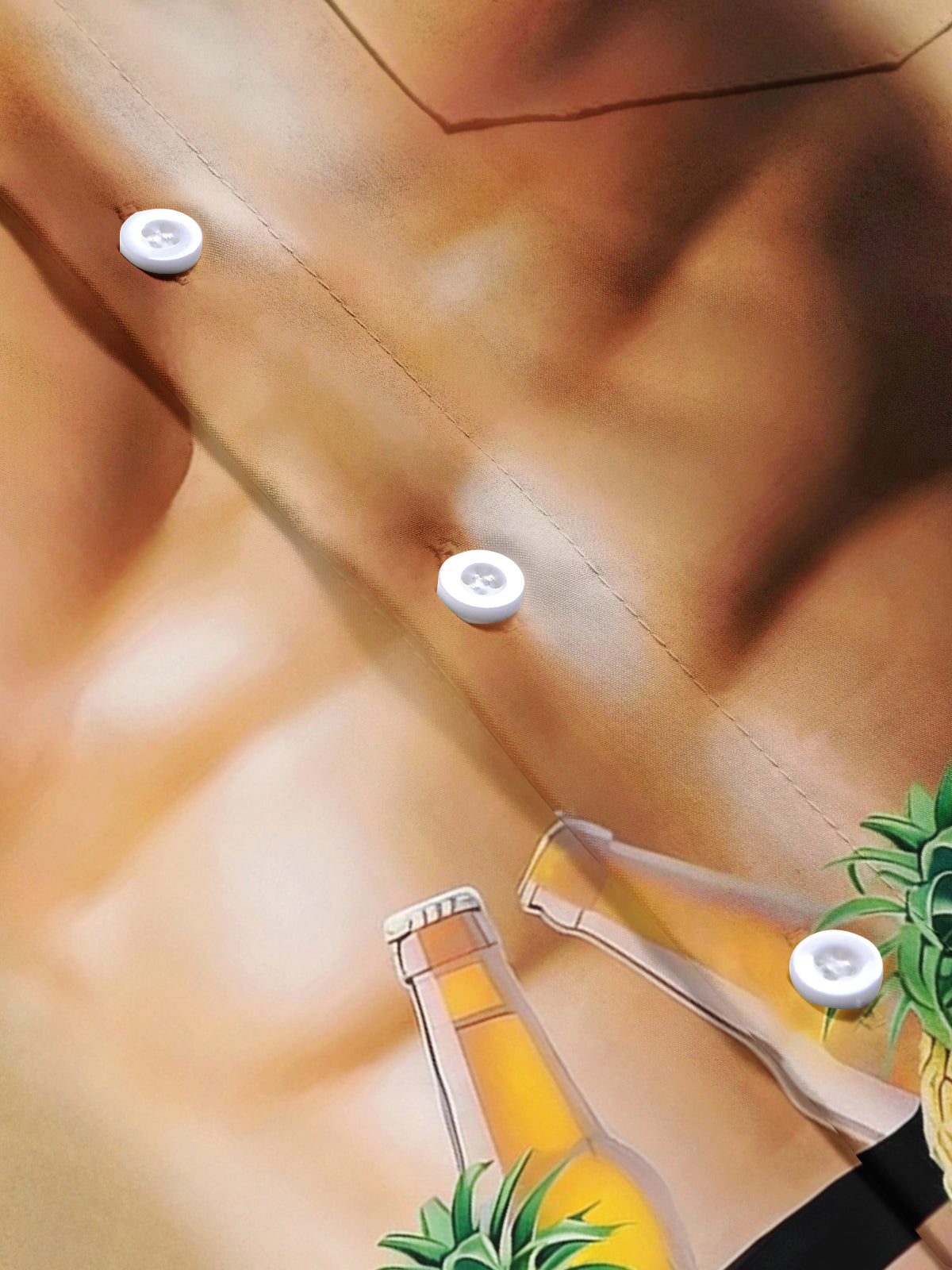 Muscle Pineapple Beer Print Men's Pocket Short Sleeve Shirts