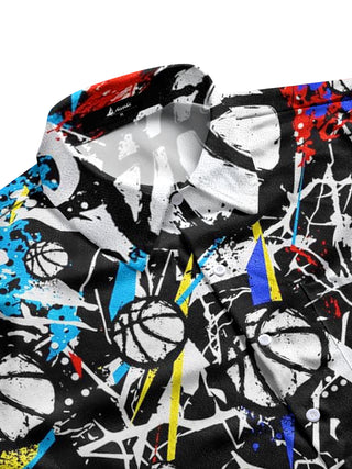men's ball graphic shirt side view