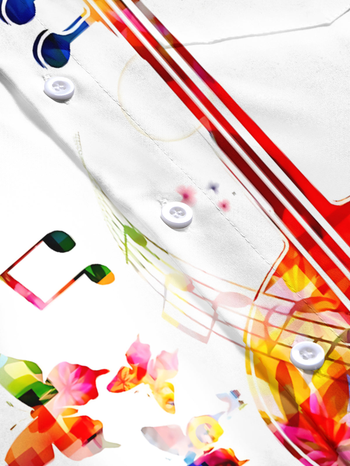 Violin Butterfly Print Men's Pocket Short Sleeve Shirts