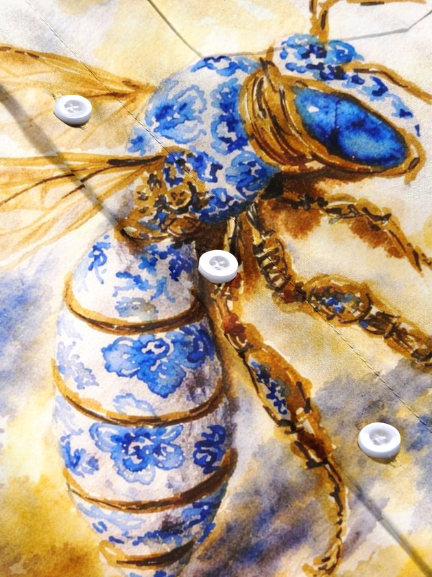 Men's bee print short sleeve shirt flat lay