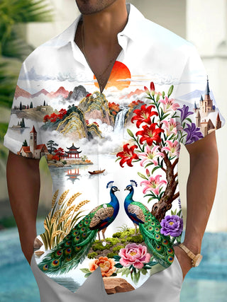 men's floral shirt front view