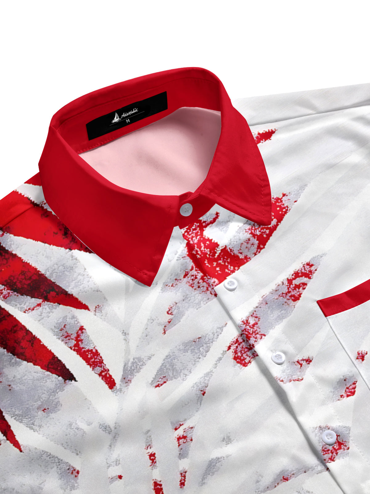 Leaf Print Men's Pocket Short Sleeve Shirts