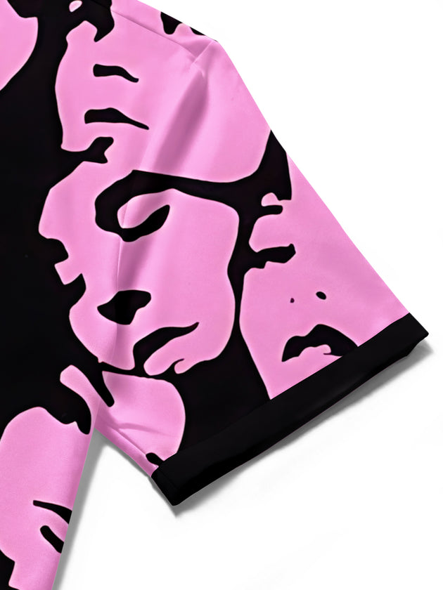 men's art print shirt close-up short sleeve
