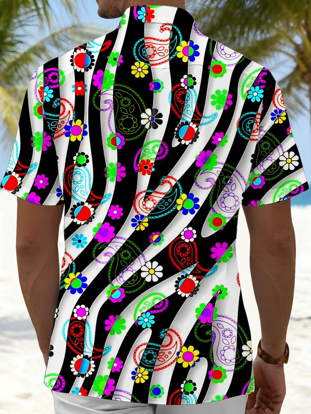 men's colorful flower print shirt back view