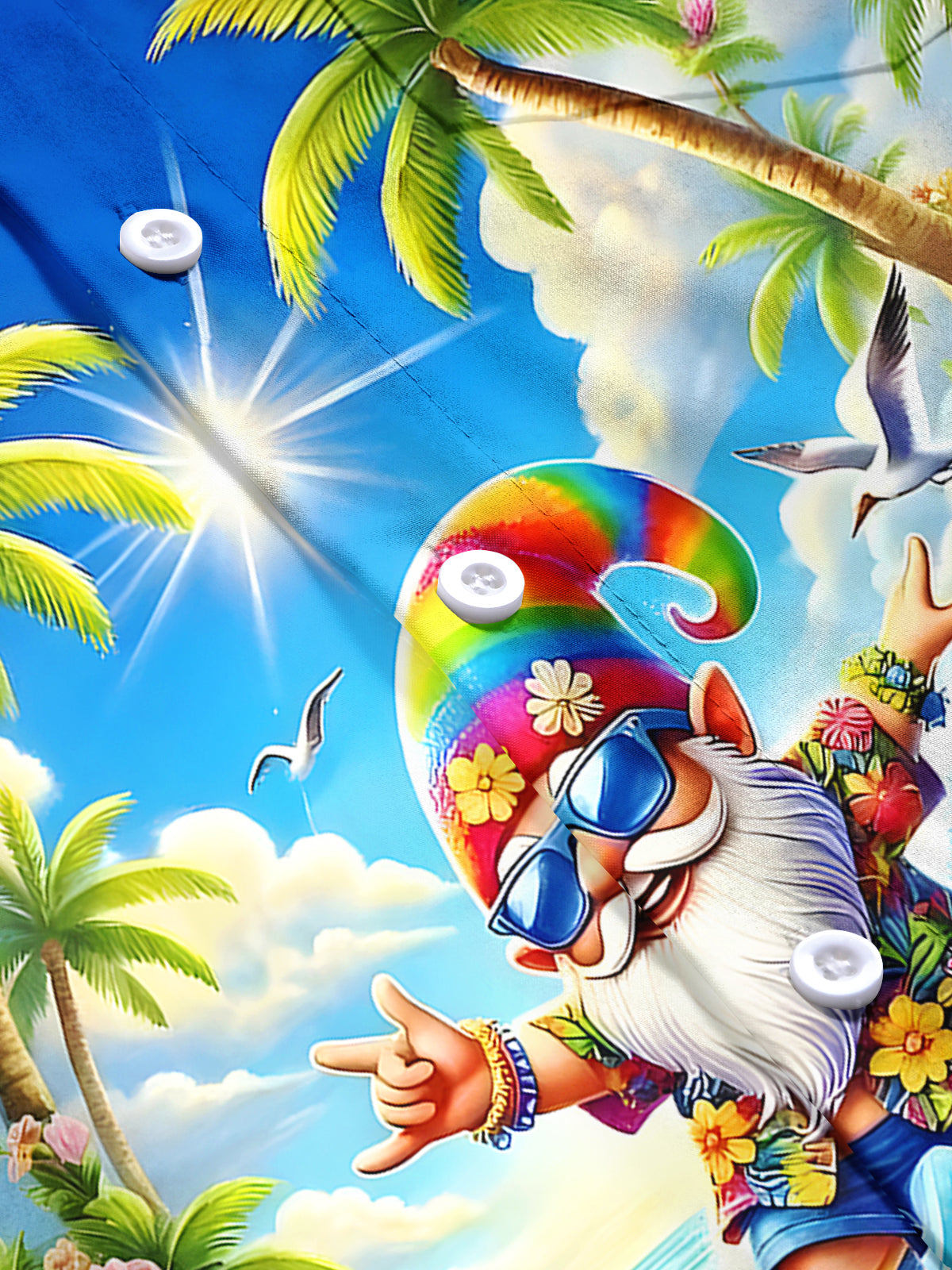 Hawaiian Gnome Surfing Men's Pocket Short Sleeve Shirts