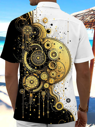 Men's geometric pocket short sleeve shirt back view
