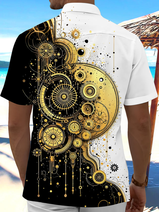 Men's geometric pocket short sleeve shirt back view
