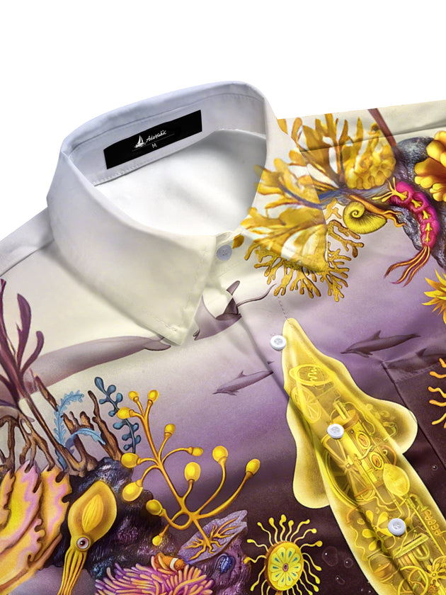men's graphic art shirt side view