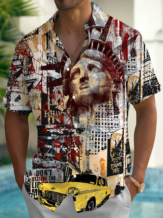 men's art print shirt front view