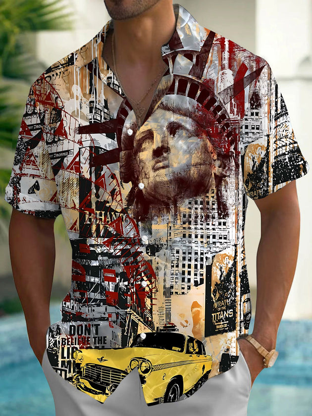 men's art print shirt front view