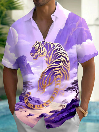 men's tiger print shirt front view