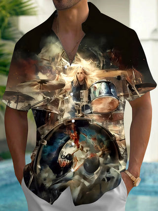 men's music print shirt front view