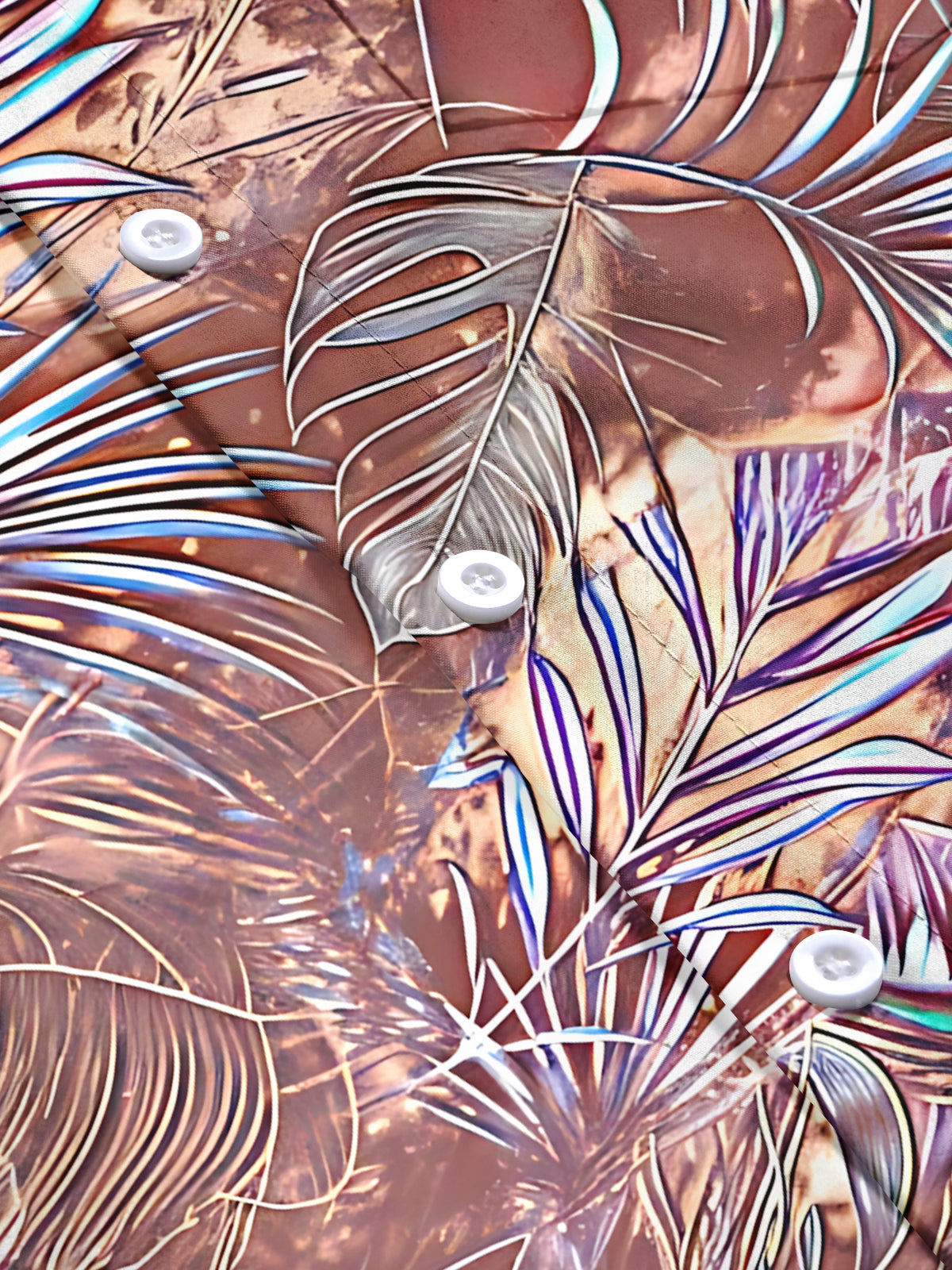 Leaf Print Men's Pocket Short Sleeve Shirts