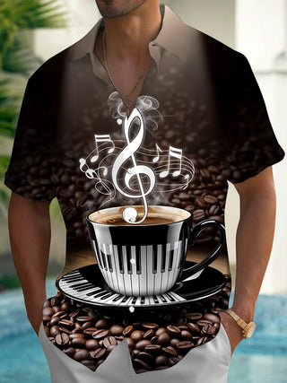 men's music print shirt front view