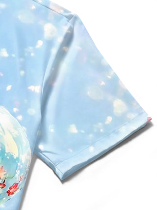 Men's balloon print pocket short sleeve shirt flat lay pattern view
