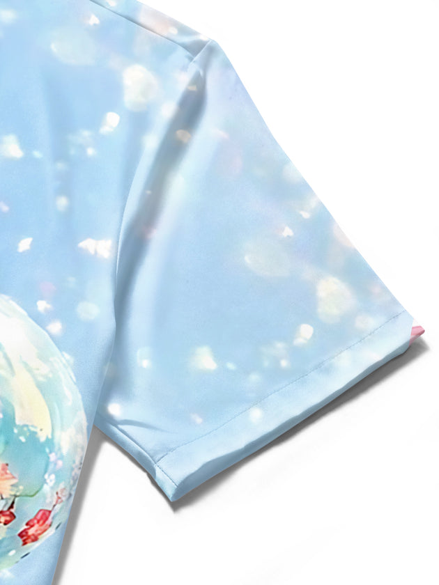 Men's balloon print pocket short sleeve shirt flat lay pattern view