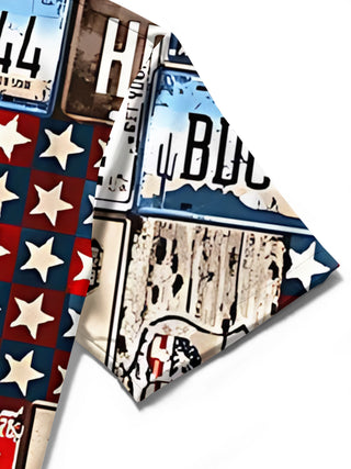 men's printed shirt close-up short sleeve
