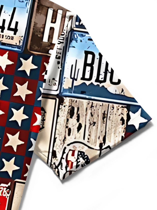 men's printed shirt close-up short sleeve