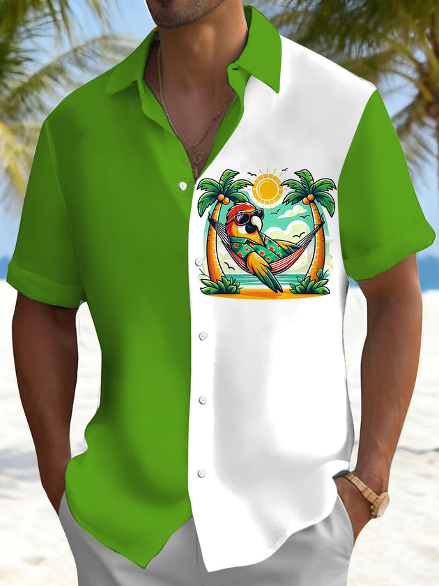 men's Hawaiian shirt front view tropical beach vacation